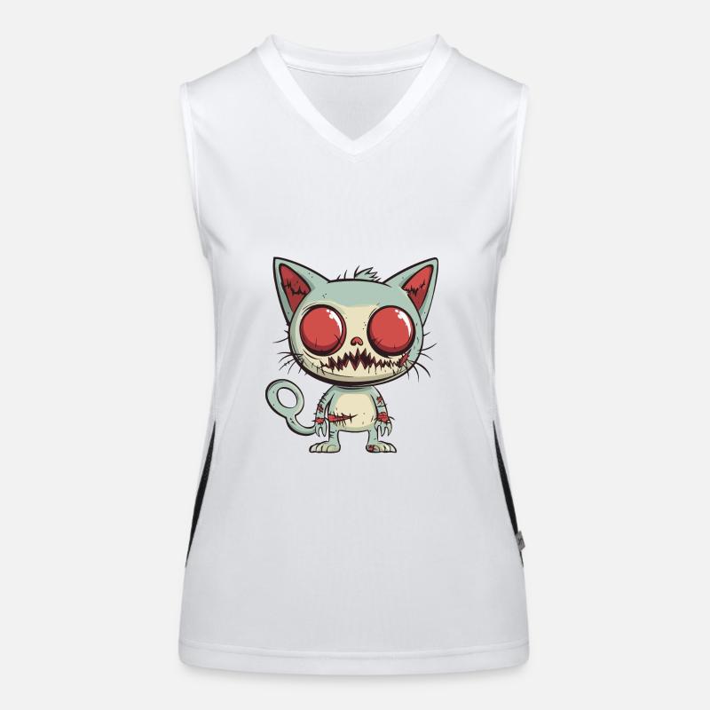 Chat Halloween Bande dessinée Drôle Débardeur respirant contrasté Femme