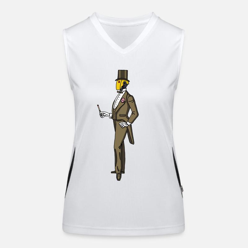 Vintage Roboter Funktionelles Kontrast-Tank Top für Frauen