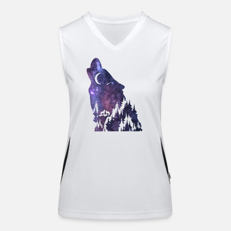 Wolf silhouette Galaxy Women's Functional Contrast Tank Top