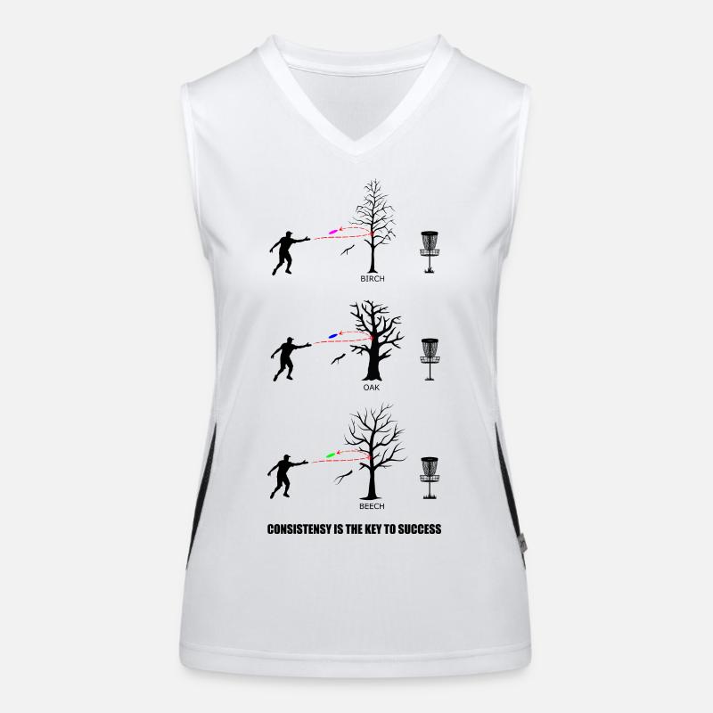 discgolf, frisbee golf, trees, disc, hobbies, sports Women's Functional Contrast Tank Top