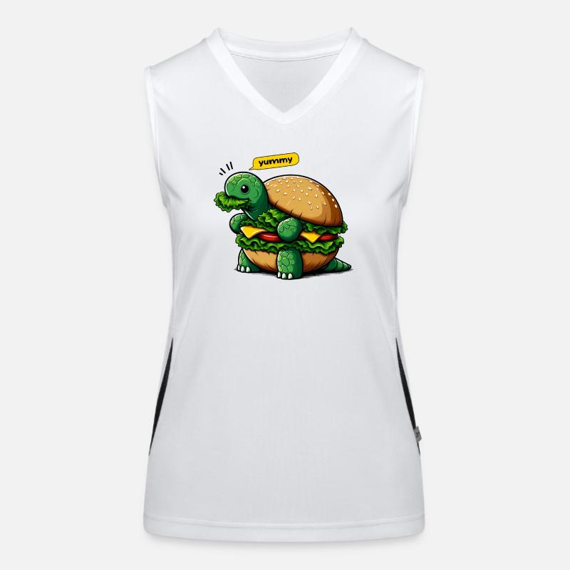 Turtle Burger Funny Animals Women's Functional Contrast Tank Top