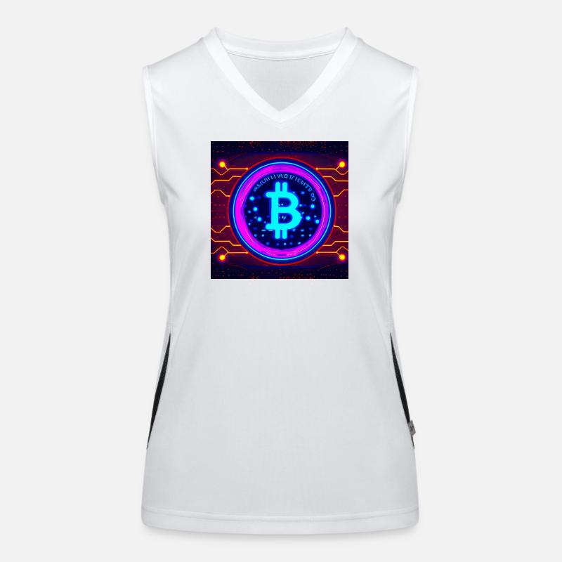 Bitcoin verbunden mit der Matrix Funktionelles Kontrast-Tank Top für Frauen
