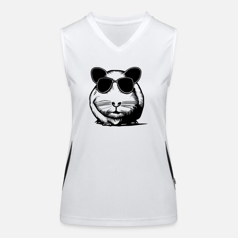 Guinea pig cool sunglasses funny vector 4 Women's Functional Contrast Tank Top