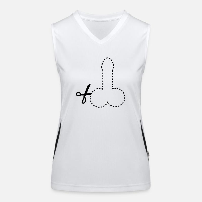 dashed_cut_out_penis_1c Women's Functional Contrast Tank Top