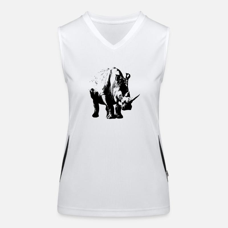 White Rhinoceros (shadow only) Women's Functional Contrast Tank Top