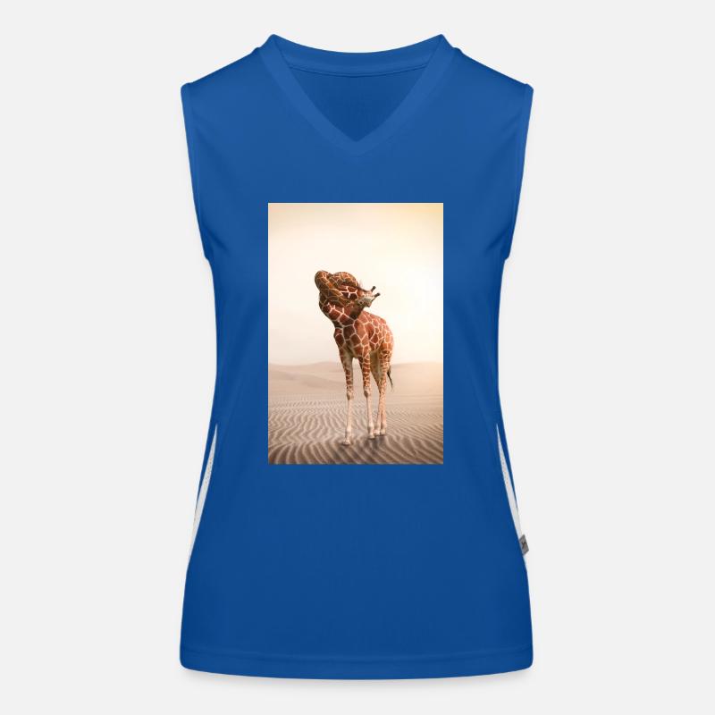 Giraffe mit einem Knoten im Hals Funktionelles Kontrast-Tank Top für Frauen