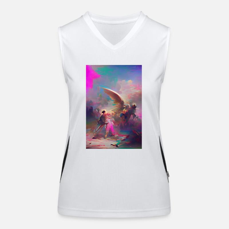Samurai Krieger Engel Endkampf Pastell Kunstwerk Funktionelles Kontrast-Tank Top für Frauen