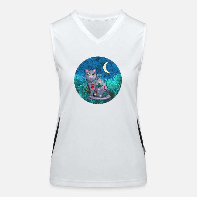Chat de nuit chat et lune Débardeur respirant contrasté Femme