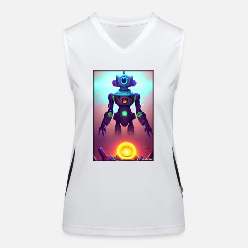 Roboter Zukunft Wissenschaft Sci-Fi Maschine Funktionelles Kontrast-Tank Top für Frauen