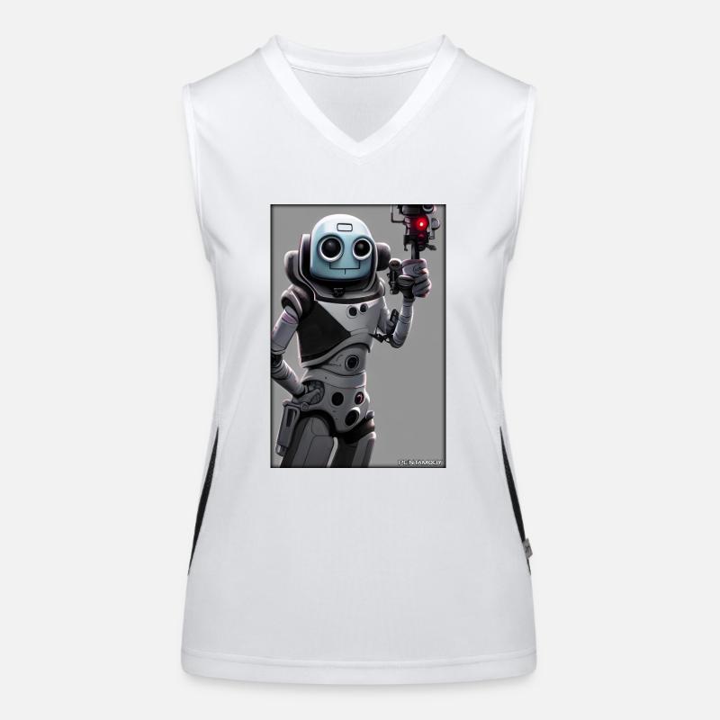 Roboter Zukunft Technik Wissenschaft Android Funktionelles Kontrast-Tank Top für Frauen