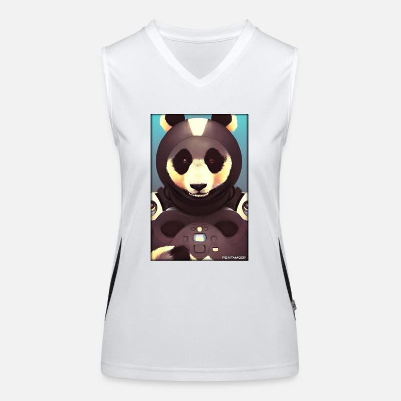 Panda Bear Panda Astronaut Future Sci-Fi Technology Women's Functional Contrast Tank Top