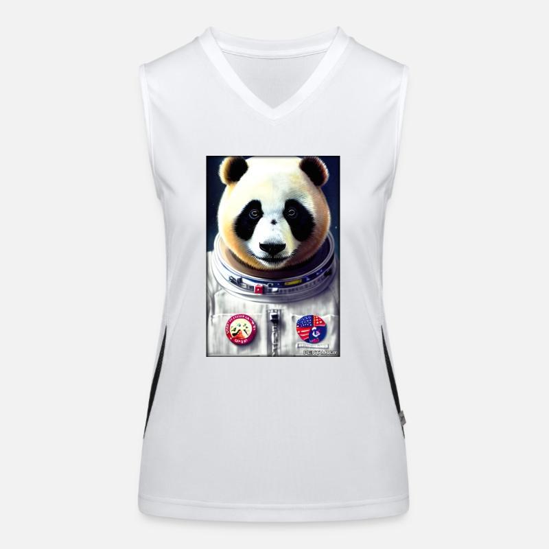 Panda Bear Panda Astronaut Future Sci-Fi Technology Women's Functional Contrast Tank Top