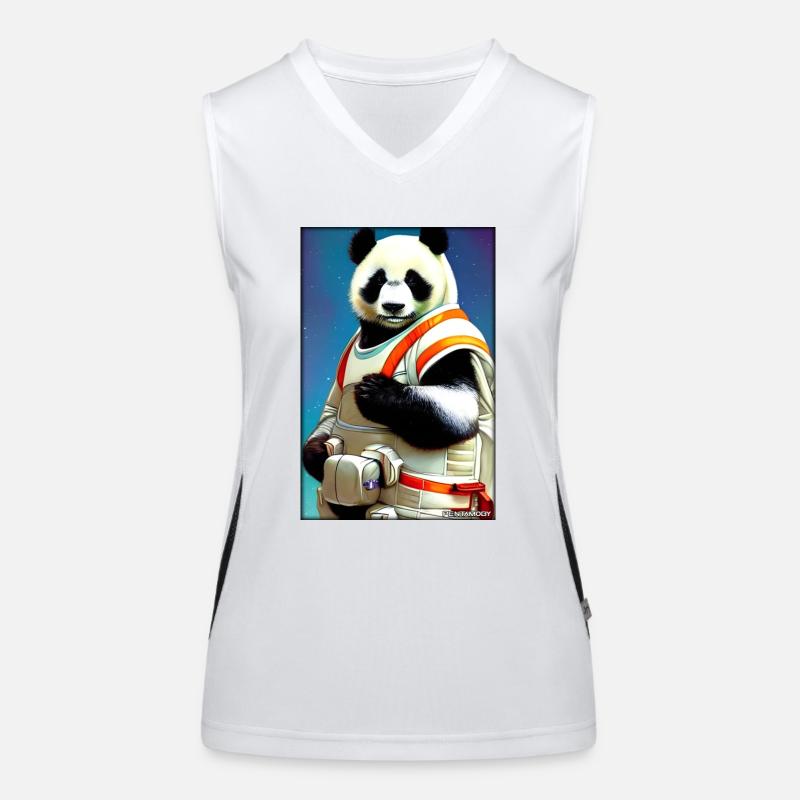 Panda Bear Panda Astronaut Future Sci-Fi Technology Women's Functional Contrast Tank Top