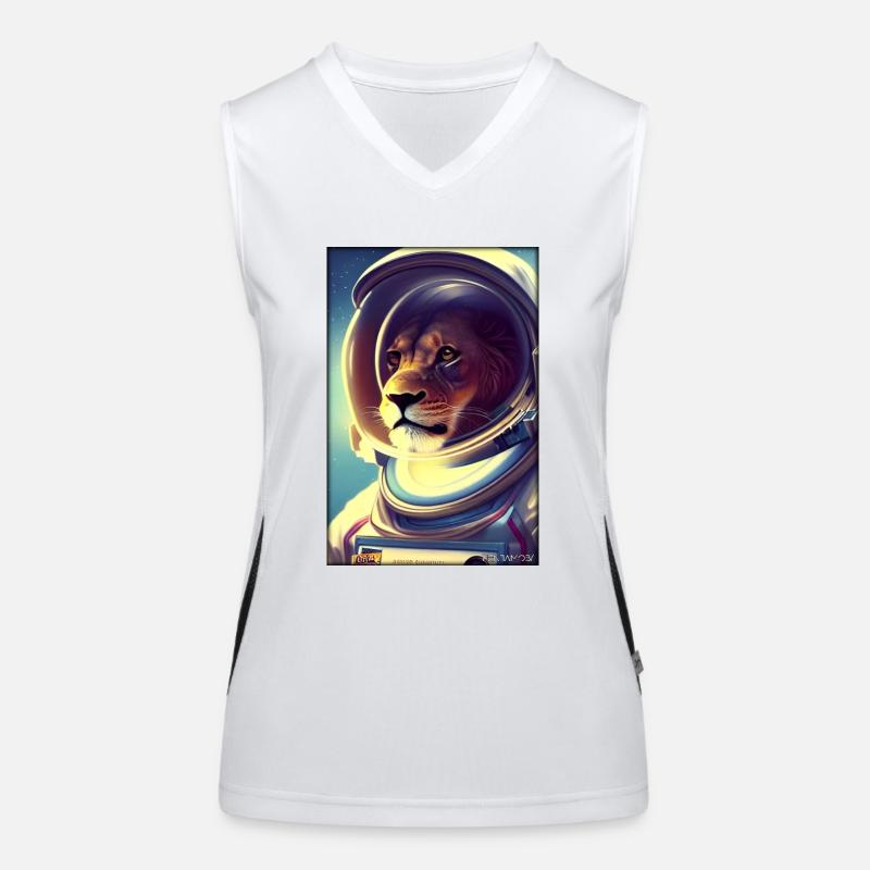 Leo Big Cat Astronaut Future Sci-Fi Technology Débardeur respirant contrasté Femme