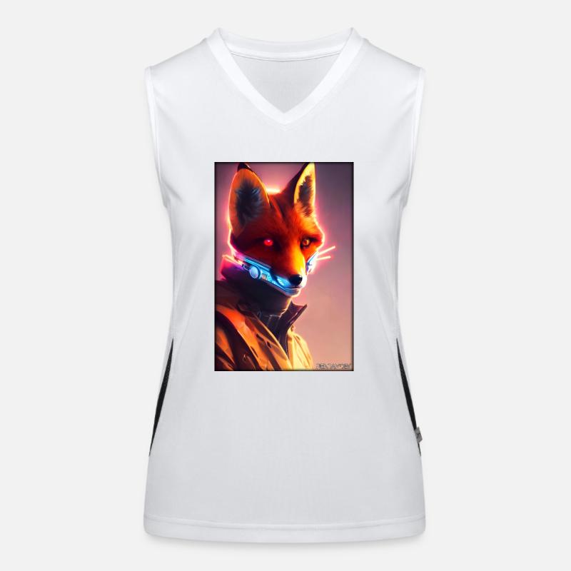 Fox Wildlife Cyber Neon Punk Future Sci-Fi Débardeur respirant contrasté Femme