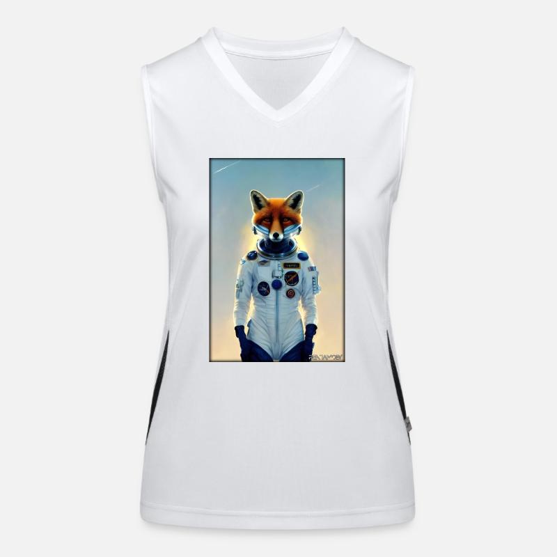 Fox Wildlife Astronaut Future Sci-Fi Technology Débardeur respirant contrasté Femme