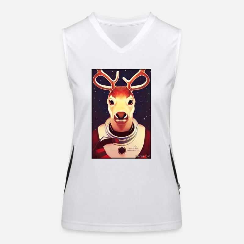 Reindeer Astronaut Future Sci-Fi Technology Women's Functional Contrast Tank Top
