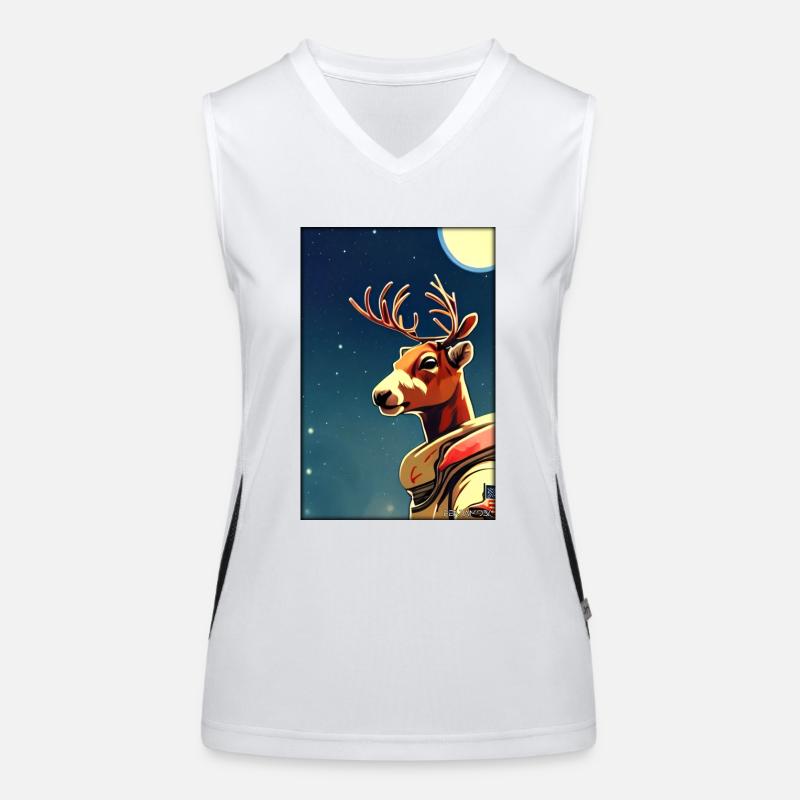 Reindeer Astronaut Future Sci-Fi Technology Women's Functional Contrast Tank Top