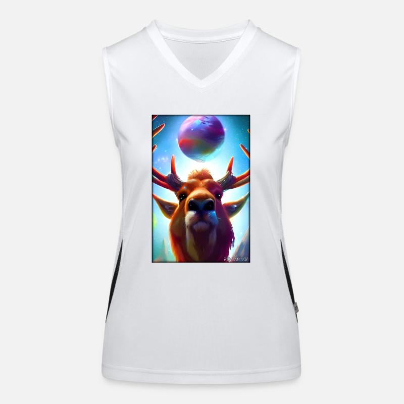 Reindeer Christmas Space Galaxy Universe Map Women's Functional Contrast Tank Top