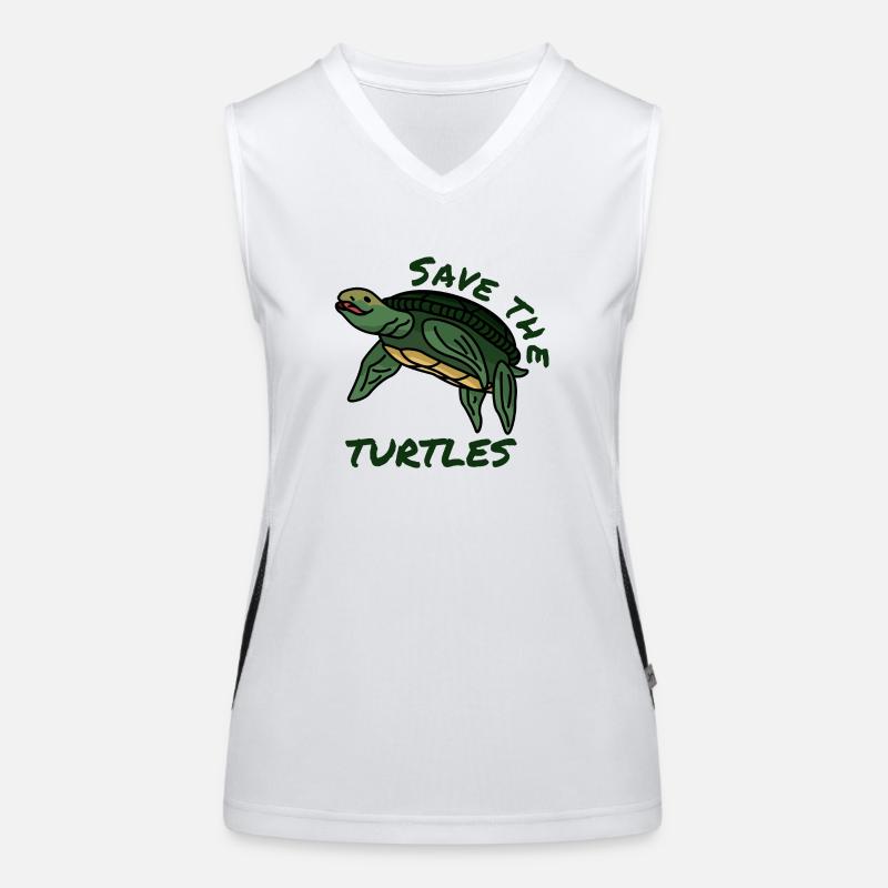 Rettet die Schildkröten Hilf Spruch Umwelt Plastik Funktionelles Kontrast-Tank Top für Frauen