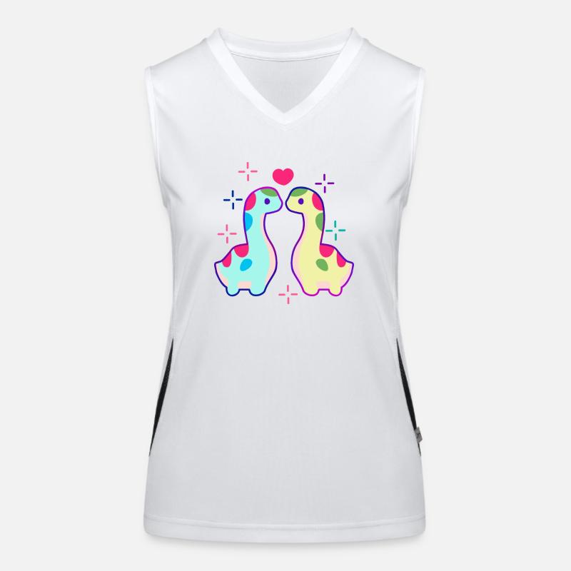 Zwei Dinosaurier und Herz Funktionelles Kontrast-Tank Top für Frauen