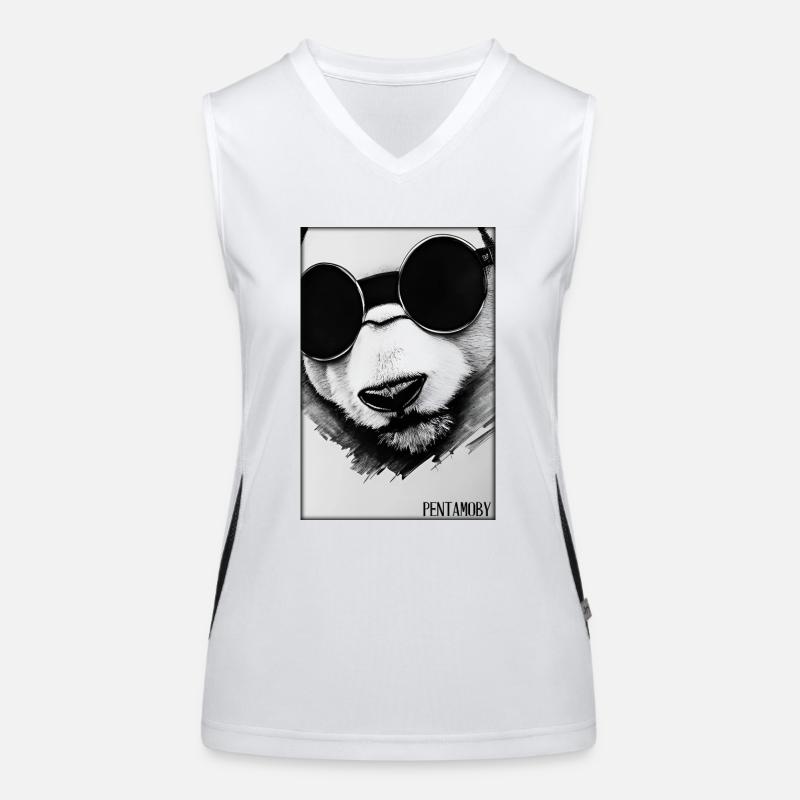Panda Sunglasses Wildlife Forest Animals Wilderness Women's Functional Contrast Tank Top
