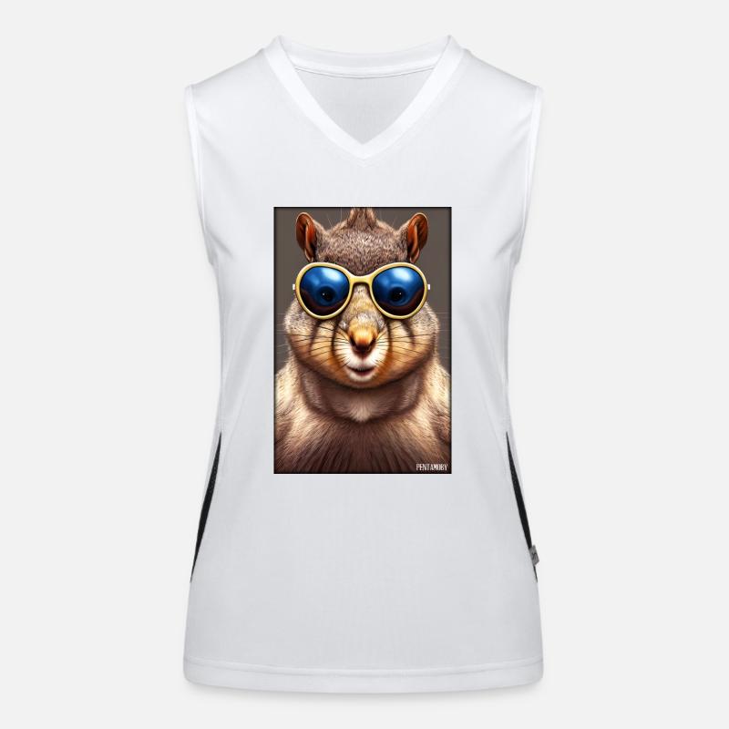 Squirrel Sunglasses Wildlife Forest Animal Forest Women's Functional Contrast Tank Top