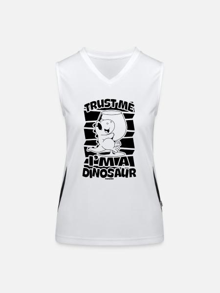 Trust Me I'm A Dinosaur - Funktionelles Kontrast-Tank Top für Frauen - Weiß/Schwarz - Vorne