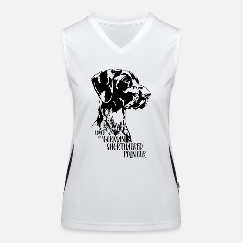 Loved by a German Shorthaired Pointer Hundespruch Funktionelles Kontrast-Tank Top für Frauen