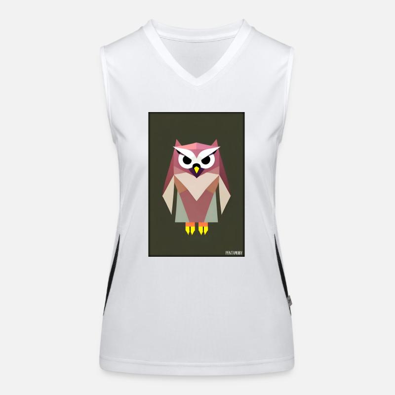Owl Angry Polygon Forest Animal Wilderness Bird Night Women's Functional Contrast Tank Top