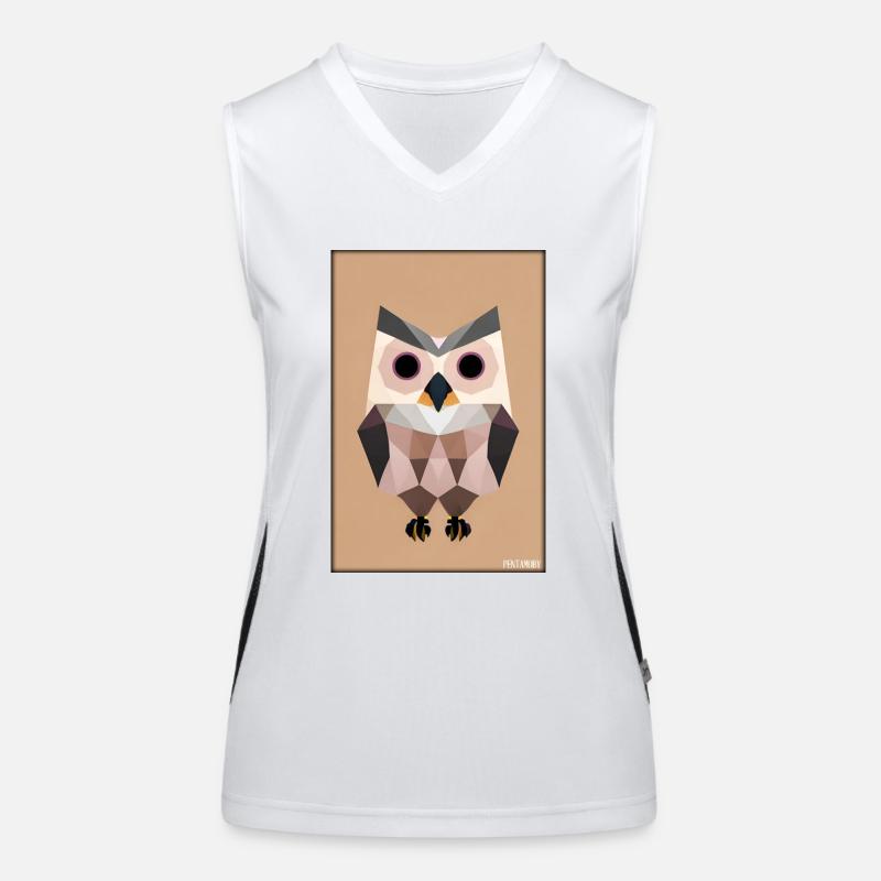 Owl Angry Polygon Forest Animal Wilderness Bird Night Women's Functional Contrast Tank Top