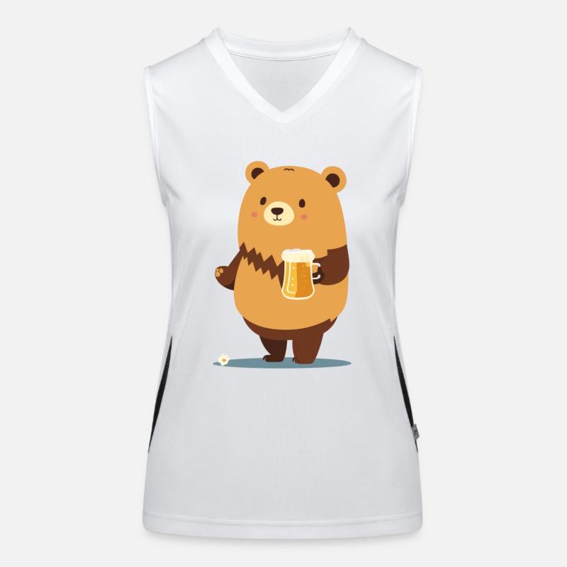 Süßer Teddy Bär mit Bier Funktionelles Kontrast-Tank Top für Frauen