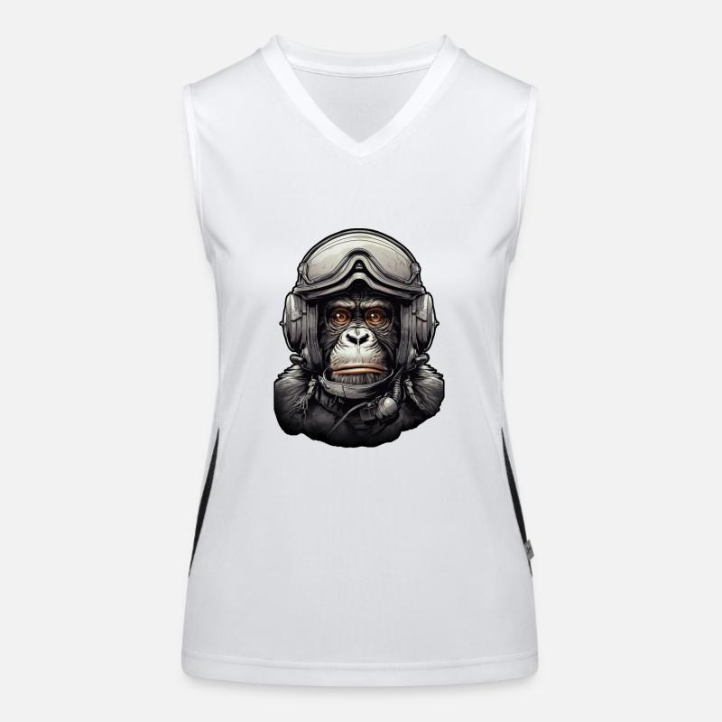Pilot Monkey Digitale Kunst Funktionelles Kontrast-Tank Top für Frauen