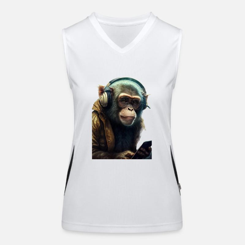 Monkey - Women's Functional Contrast Tank Top - white/black
