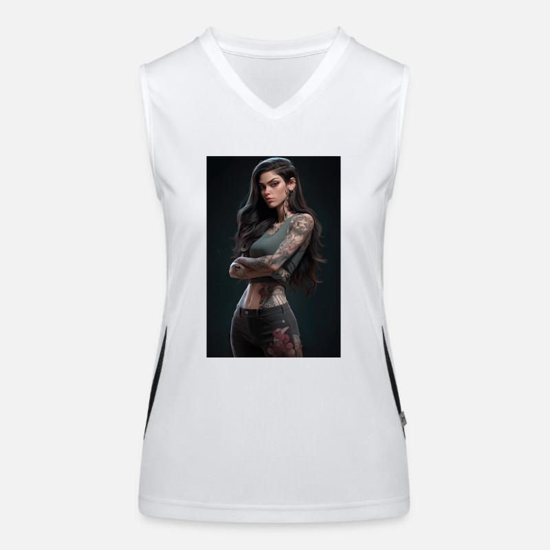Ink Warrior: Anime Beauty Unleashed with Daring Women's Functional Contrast Tank Top