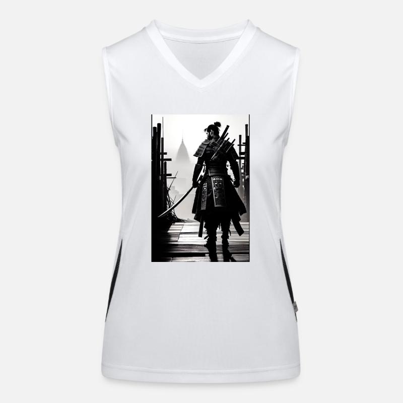 Samurai Schwarz und Weiß Design Funktionelles Kontrast-Tank Top für Frauen