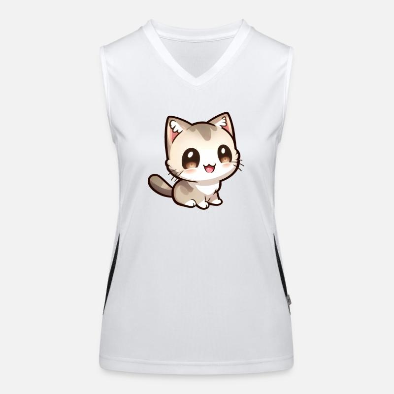 Cute little chibi cat Women's Functional Contrast Tank Top