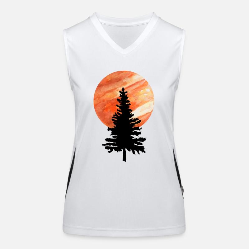 Pine tree and moon Women's Functional Contrast Tank Top