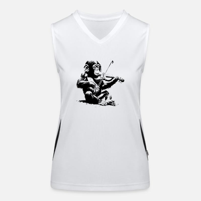 Violin Violin in Monkey Orchestra Banksy Style Women's Functional Contrast Tank Top