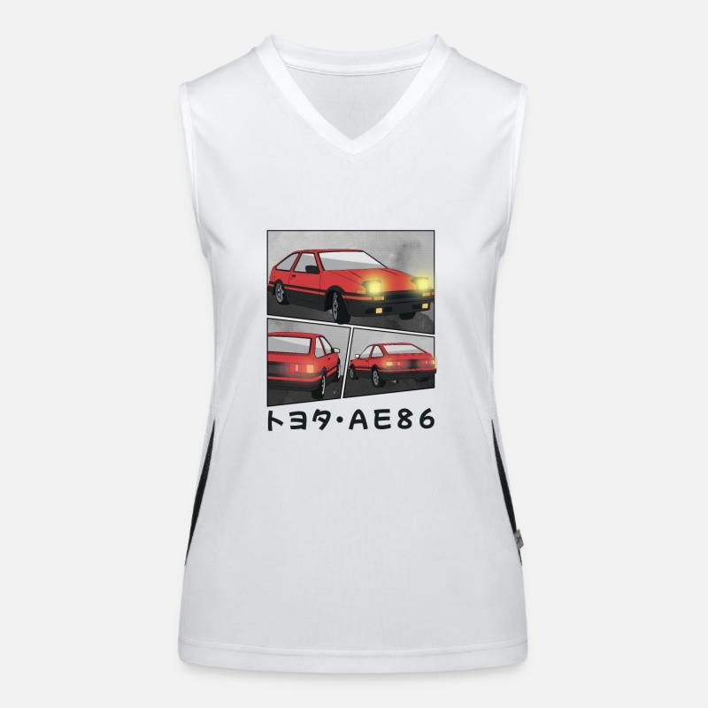 LAVA RED CAR COMIC / POP UP HEADLIGHTS HATCHBACK Women's Functional Contrast Tank Top