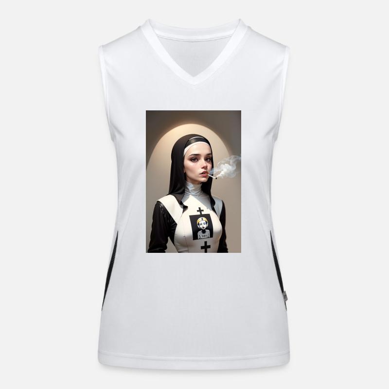 Moderne rauchende Cyberpunk Nonne Funktionelles Kontrast-Tank Top für Frauen