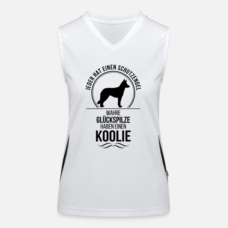 Koolie Schutzengel Hunde Spruch Wilsigns Funktionelles Kontrast-Tank Top für Frauen