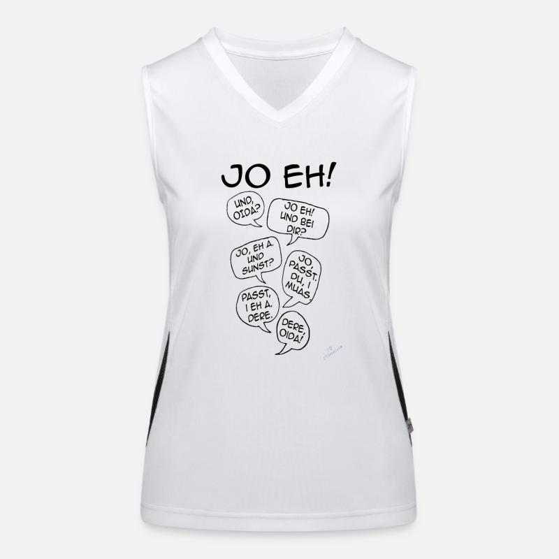 Mimikama "Ja eh" + "Oida" Funktionelles Kontrast-Tank Top für Frauen