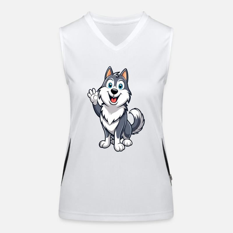 Friendly Malamute Wagging Tail Women's Functional Contrast Tank Top
