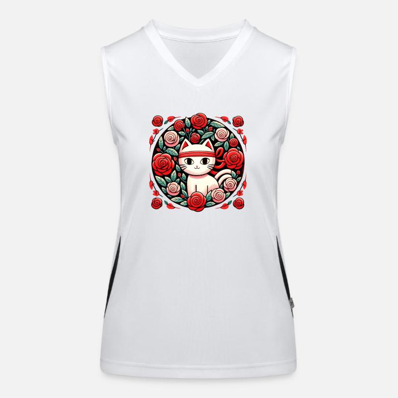 Rote Ninja-Katze Funktionelles Kontrast-Tank Top für Frauen