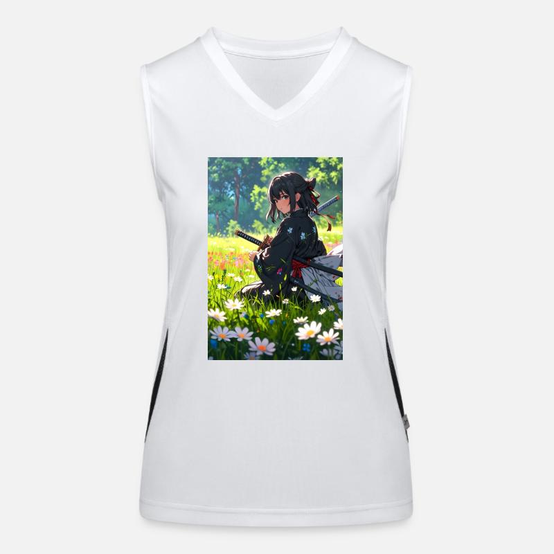 Samurai Anime Girl – Tradition meets elegance Women's Functional Contrast Tank Top