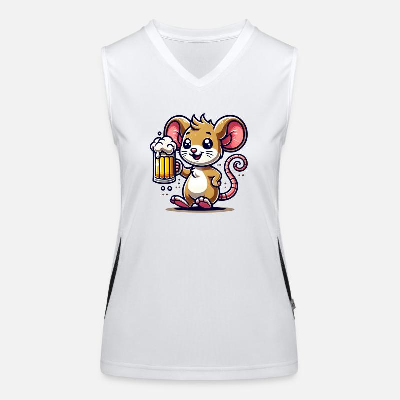 Cute Mouse Drinking Beer Funktionelles Kontrast-Tank Top für Frauen