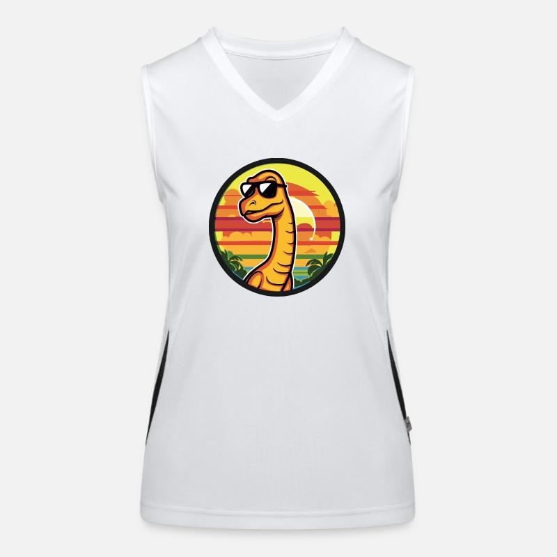 Dinosaur brontosaurus comic Women's Functional Contrast Tank Top