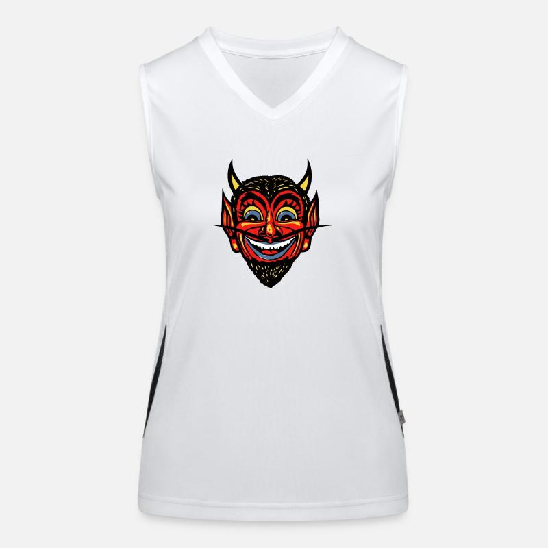 Vintage Halloween Red Devil Head Women's Functional Contrast Tank Top