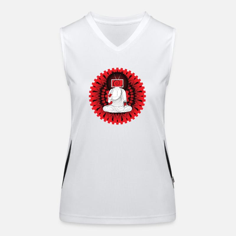 Manipulated Buddha - Women's Functional Contrast Tank Top - white/black
